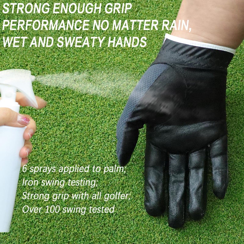 FINGER TEN Golf Gloves Men Right Left Handed Golfer Mens Glove RainGrip Hot Wet Weather Value 6 Pack, All Weather in Grey Medium (Grey, Medium, Left) - Image 5